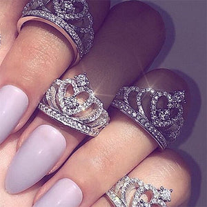Crystal Heart Crown Zircon Jewelry Ring - friipe